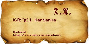 Kégli Marianna névjegykártya